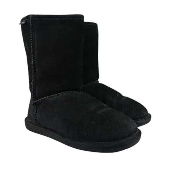 Bearpaw Shoes Womens 9 Boots Winter Comfort Warm Emma Short Leather Wool Black - Picture 1 of 14
